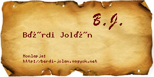 Bérdi Jolán névjegykártya